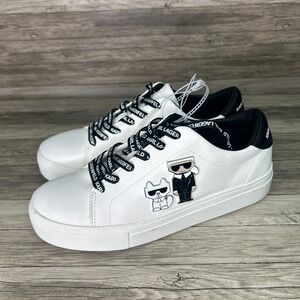 Karl Lagerfeld Paris Caraby Designer Sneakers Size 8.5 White Lace Shoes